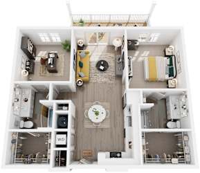 2 Bed 2 Bath Floor Plan | 1,142 Sq. Ft. at Artistry at Winterfield Apartments, Midlothian, VA
