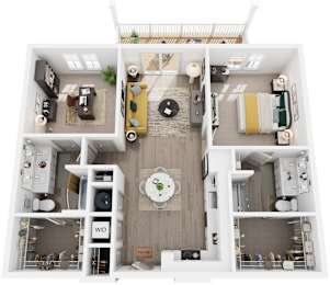2 Bed 2 Bath Floor Plan | 1,142 Sq. Ft. at Artistry at Winterfield Apartments, Midlothian, VA