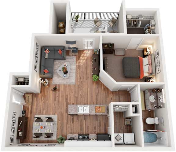 Floor Plan  1 Bed  1 Bath Floor Plan | 815 Sq. Ft. at Huntington Chase Apartments, Warner Robins, 31088