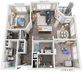 2 Bed 2 Bath Floor Plan | 1,060 Sq. Ft. at Streets of Greenbrier, Virginia, 23320