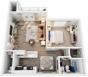 1 Bed 1 Bath Floor Plan | 771 Sq. Ft. at Marina Point in Chattanooga, 37415
