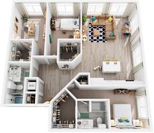 3 Bed 2 Bath Floor Plan | 1,626 Sq. Ft. at Vista Brooklynn Apartments, in Jacksonville, FL