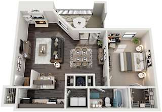 1 Bed 1 Bath Floor Plan | 925 Sq. Ft. at High Ridge Apartments, Athens, GA
