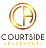 The image is a logo for Courtside Apartments.