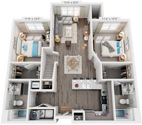 2 Bed 2 Bath Floor Plan | 1,232 Sq. Ft. at Streets of Greenbrier, Chesapeake, Virginia