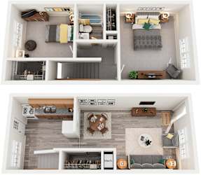 2 Bed Floorplan at Lawndale Farms, Virginia, 23150
