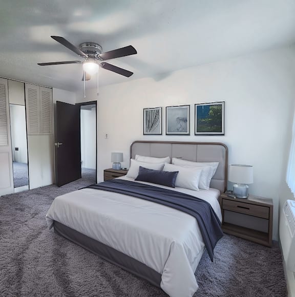furnished Bedroom at Chesterfield Village Apartments in  Mt Vernon IL