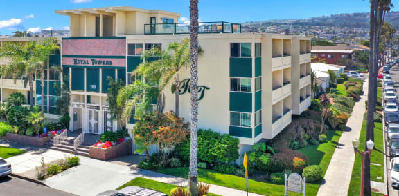 the building in which the hotel is located at Royal Towers Apartments, Redondo Beach, CA