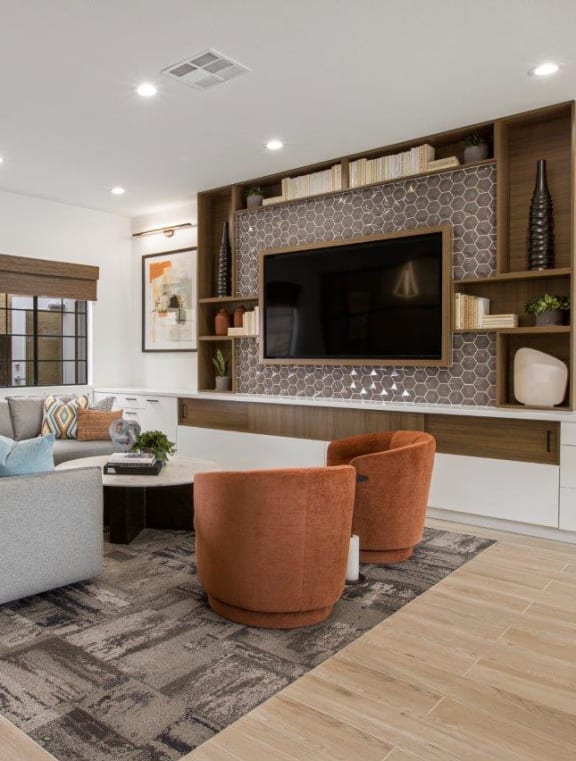 a living room with a couch and a table at Bella Terra, California