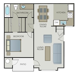 1 Bedroom 1 Bath B at Azul Apartments, Hemet, 92545