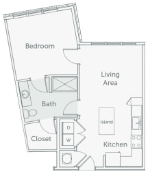 Element 29 - A13 - 1bed-1bath - 2D floor plan