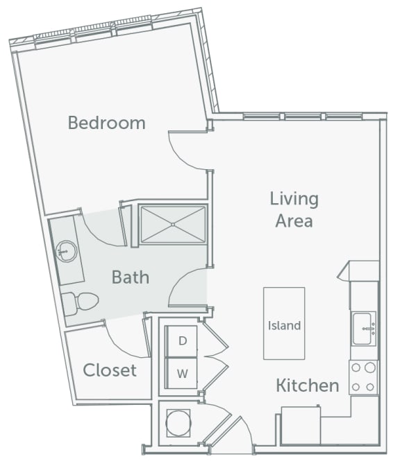 Element 29 - A13 - 1bed-1bath - 2D floor plan