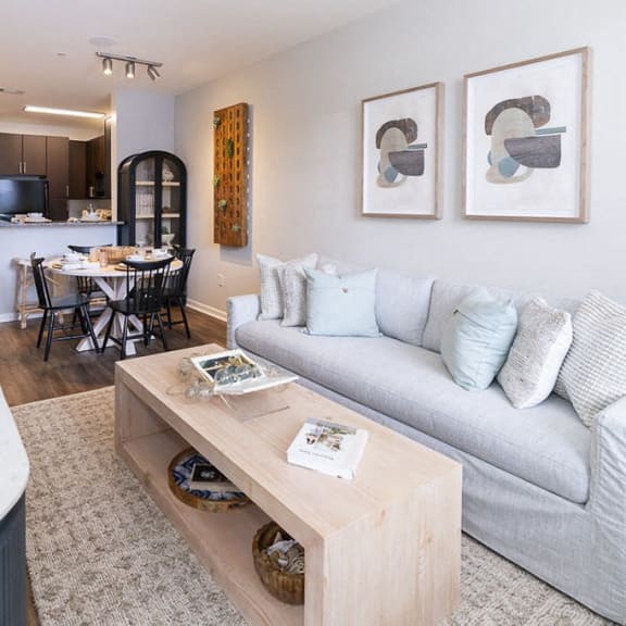 Living Area With Loft View at Merion Riverwalk Apartment Homes, Connecticut