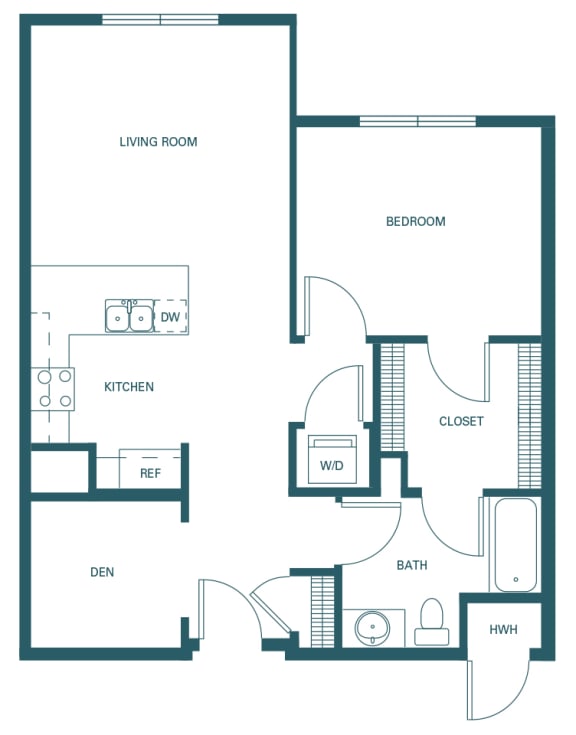 BLVD at Revere Beach - A7D - 1 bedroom with den - 1 bath - 2D