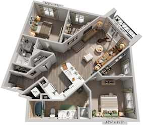 Orchard Floorplan | 1,252 Sq. Ft. at Flats at West Broad Village, Glen Allen, VA, 23060