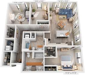 3 Bed 2 Bath Floor Plan | 1,382 Sq. Ft. at Rivergate in Woodbridge, Virginia