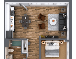 LL Hawkins 1 Bed 1 Bath G Floor Plan