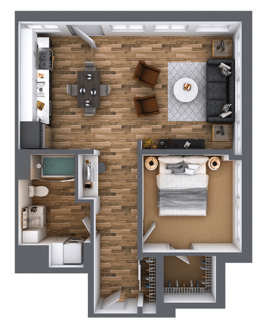 LL Hawkins 1 Bed 1 Bath G Floor Plan