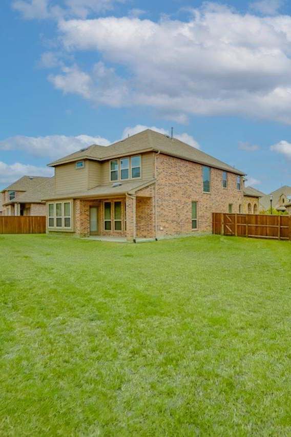 Cottages at the Realm in Lewisville, Texas Single Family Home Private Backyard with Covered Patio