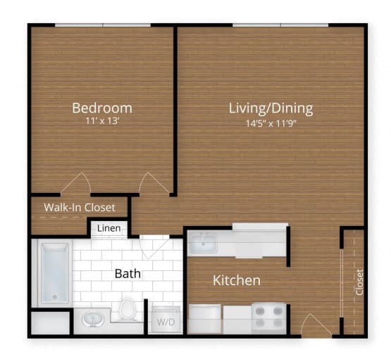 Floor Plan  One Bedroom 1 bath J at Lenox Club Apartments, Silver Spring