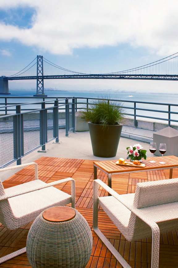Large patio with lovely views  at Towers at Rincon, San Francisco, CA, California