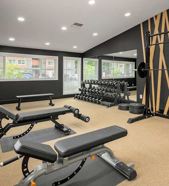 Gym with equipment's at Bower Village Apartments, Kent, Washington