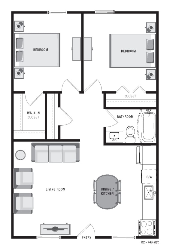 bedroom floor plan | apartments for rent in brookhaven ga | the mille brook