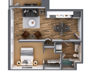 LL Hawkins 2 Bed 1 Bath A Floor Plan