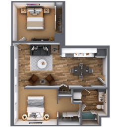 LL Hawkins 2 Bed 1 Bath A Floor Plan