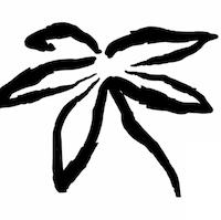 A black and white drawing of a flower.