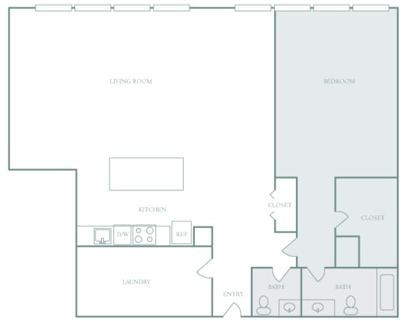 Harbor Hill Apartments floor plan A13 - 1 bed 1 bath - 2D