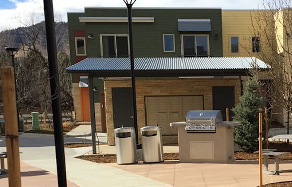 Community picnic area with BBQ island