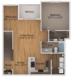 Floor Plan  floor plan of a one bedroom apartment