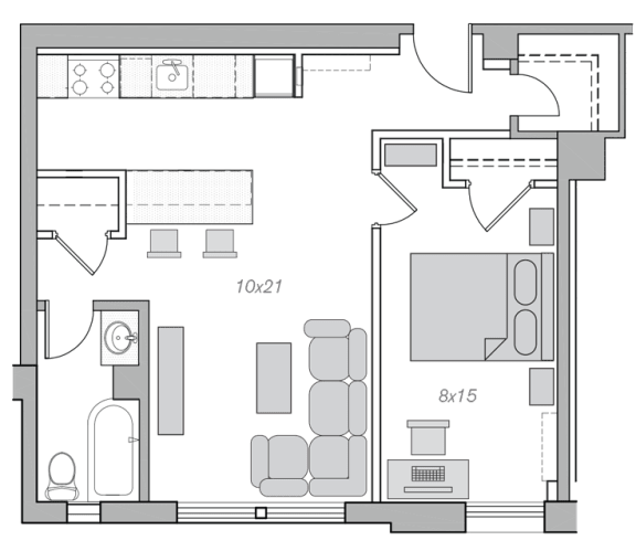 Floor Plan  657-Square-Foot-One-Bedroom-Floorplan-Available-For-Rent-Embassy-Tower