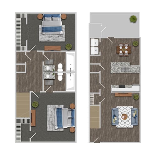 Floor Plan  2 bedroom b Floor Plan at Greens at Stonecreek, Georgia, 30038