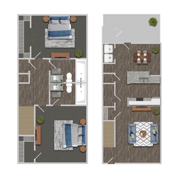 2 bedroom b Floor Plan at Greens at Stonecreek, Georgia, 30038