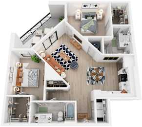 2 Bed 2 Bath Floor Plan | 1,112-1,254 Sq. Ft. at Tapestry West, Richmond, Virginia, 23230