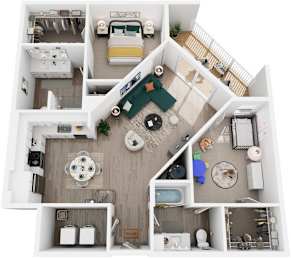 2 Bed 2 Bath Floor Plan | 1,172 Sq. Ft. at Artistry at Winterfield Apartments, Virginia 23112