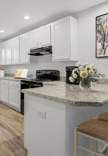 this is a photo of the kitchen of a 560 square foot, 1 bedroom apartment at as