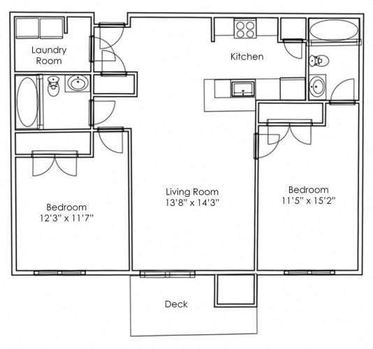 Floor Plan  2 Bedroom Split
