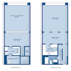 A1 Floor Plan at Tindeco Wharf, Baltimore, Maryland
