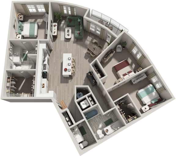 3 Bed 2.5 Bath Floor Plan | 1,561 Sq. Ft. at Lyric at Norton Commons Apartments, Prospect, KY