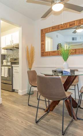 Metro on First Apartments in Tucson, Arizona Model Dining Room and Kitchen