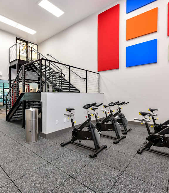 A fitness gym with elypticals