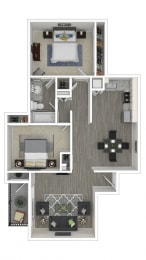 2 Bedroom, 1 Bathroom Floor Plan A at Silverstone Apartments, Davis, CA, 95618