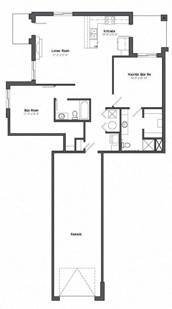Shenandoah two bedroom floor plan at The Villas at Mahoney Park