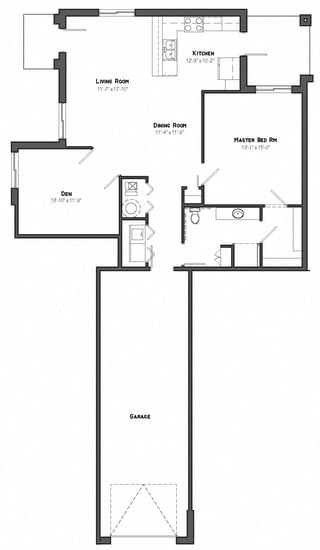 Wind Cave one bedroom with den floor plan at The Villas at Mahoney Park