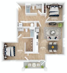 2 Bed 2 Bathroom Floorplan at Scouter's Mountain, Happy Valley, Oregon