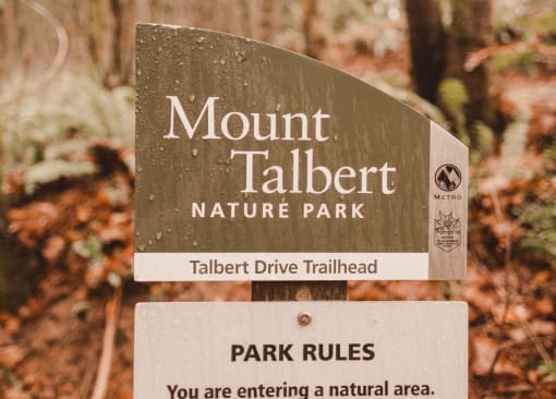 Mount Talbert Nature Park Talbert Drive Trailhead Sign