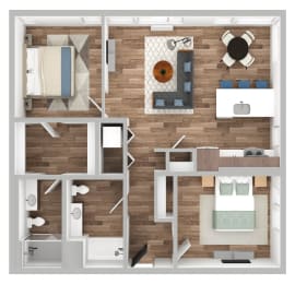 The Gabe Apartments in Portland, Oregon 2D Floor Plan